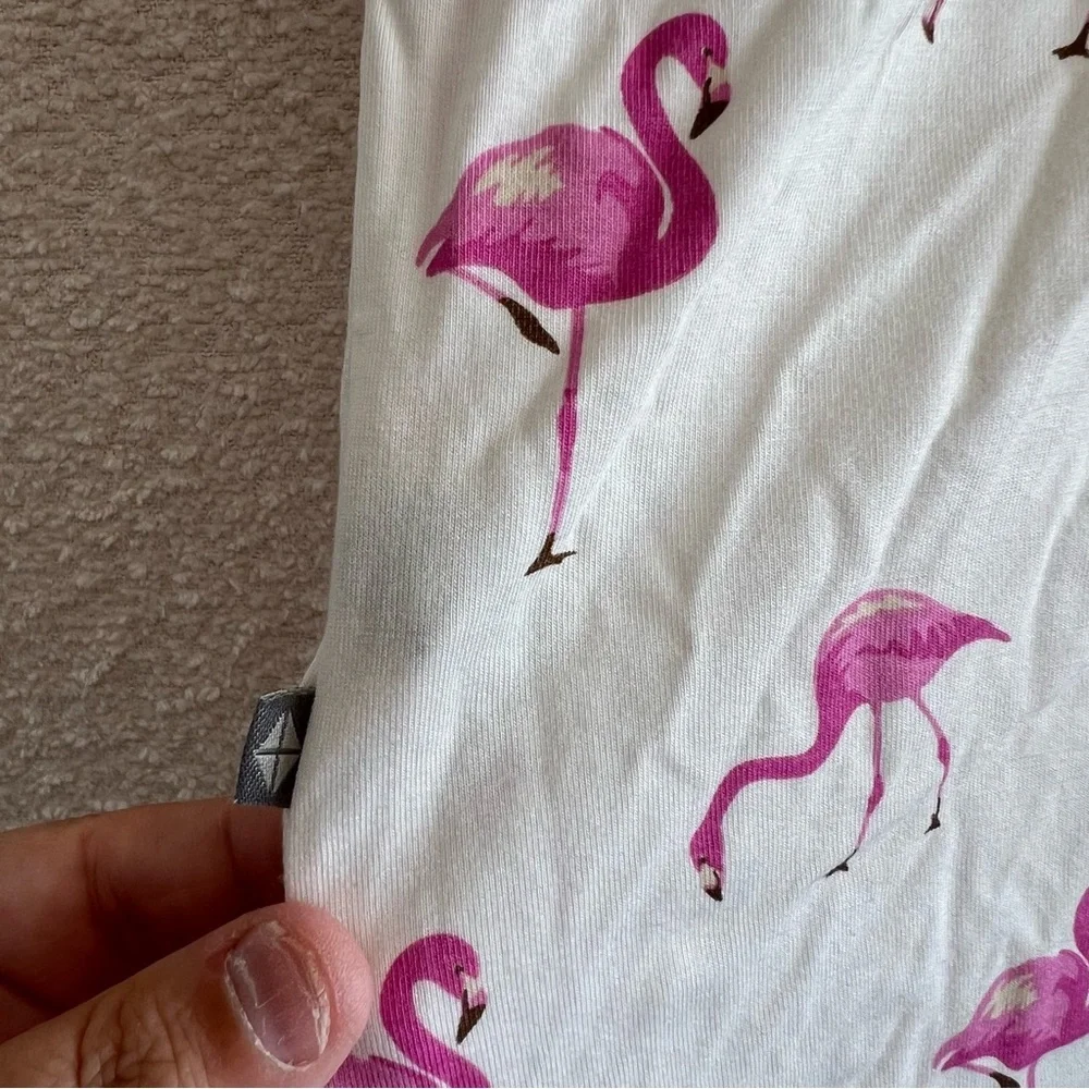 Kyte BABY White Pajama Top with Pink Flamingo Print